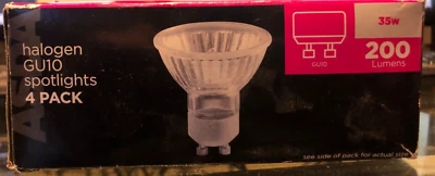 £3.99 • Buy Asda 4x GU10 HALOGEN SPOTLIGHT BULBS 35W 200 Lumens