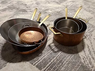 Vtg Lot Of 7 Paul Revere Copper Coated Cookware Set Pans Pots 1801 USA No Lids • $175