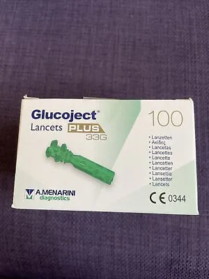 Glucoject Lancets Plus 33 Gauge 100 Lancets NEW AND SEALED • £12