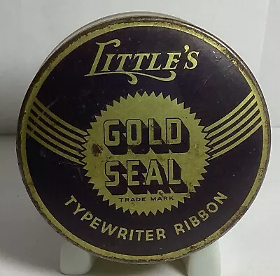 Vintage Little’s Gold Seal Typewriter Ribbon Tin W/ribbon On Reel Rochester Ny • $11.99