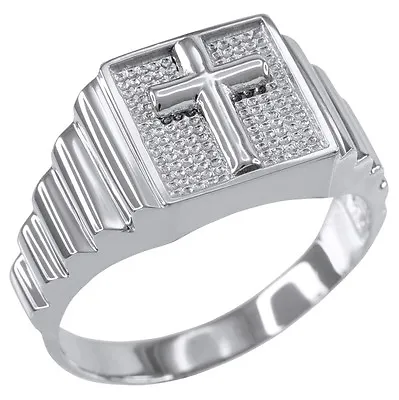 Sterling Silver Cross Square Religious Men's Ring • $59.99