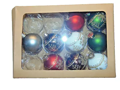 VINTAGE Boxed Set Of 9 Glass Small Christmas Ball Ornaments  #F • $9