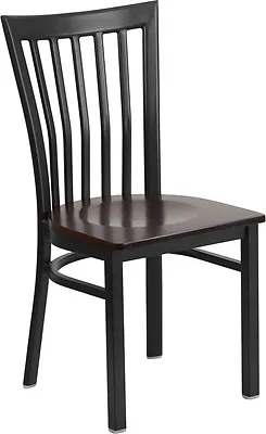  10 PACK Black School House Metal Restaurant Chair With Walnut Wood Seat • $1149.95