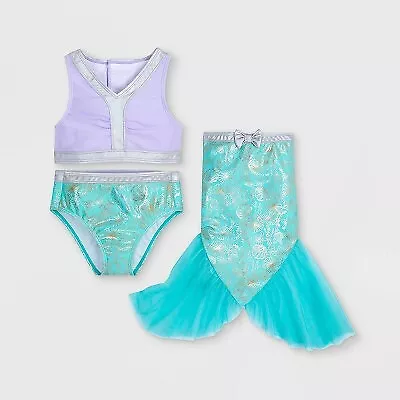 Girls' Disney The Little Mermaid 3pc Adaptive Swimsuit - L - Disney Store • $13.99