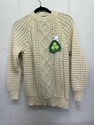 Fisherman’s Sweater Wool Off White Adult 40 NWT Donegal Woolen From Ireland  • $43.90