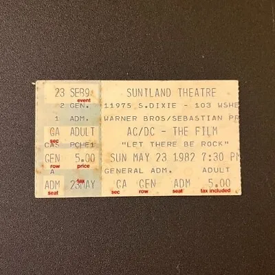 $18 • Buy AC/DC Let There Be Rock Concert Film Ticket #2 May 23rd 1982