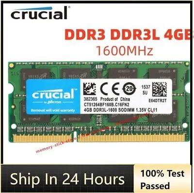 Crucial DDR3L 4GB 8GB 1600 PC3-12800 1.35V SO-DIMM RAM Memory Laptop Notebook • $22.80