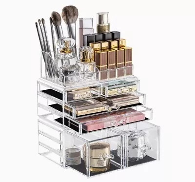 Clear Make Up Storage OrganizerDrawers For Vanity Large Acrylic Cosmetic 4 Pc • $44.95