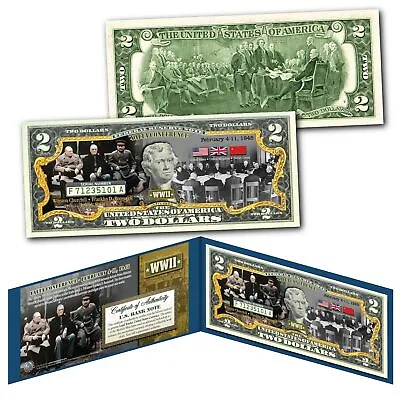 WWII YALTA CONFERENCE Germany's Surrender Churchill Roosevelt Stalin US $2 Bill • $15.95