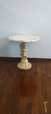 Vintage Faux Marble Table With Cherub Base Plant Stand Hollywood Regency Figural • $100
