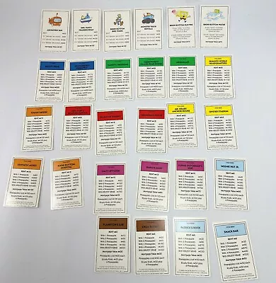 Monopoly Spongebob Squarepants Edition 2005 Replacement Parts Real Estate Cards • $5