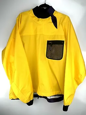 Patagonia Jacket Yellow Nylon Waterproof Windbreaker Pullover Vintage 84310 RARE • $179.34