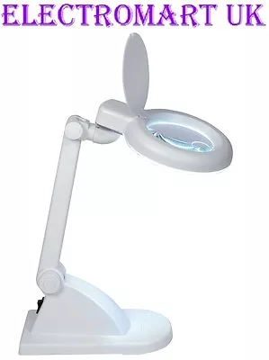 Desk Desktop Table Illuminated Magnifier Magnifying Glass Lamp Light Mains Power • £29.90