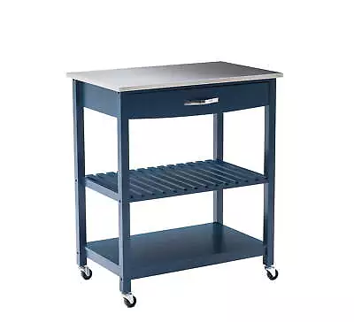 Holland Wood Kitchen Cart With Stainless Steel Top • $139.54