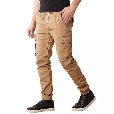 Mens Cargo Jogger Pants Soft Cotton Twill With Stretch Comfort Lounge Active NEW • $19.99