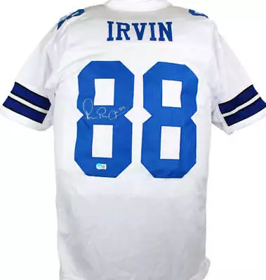 Michael Irvin Autographed White Pro Style Jersey *L8-Beckett W Hologram *Silver • $246.99