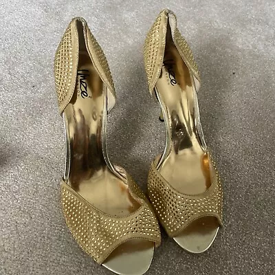 Linzi Shoes Gold Glitter Sparkle Open Toe High Heel New No Tags Uk Size 8 • £12.99