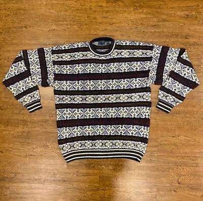 Vintage Etchings Cosby Coogi Style Geometric Pullover Sweater Men's Size XL Tall • $39.95