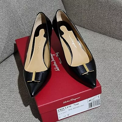 Salvatore Ferragamo Women's High Heels 7.5C Black Leather • $499