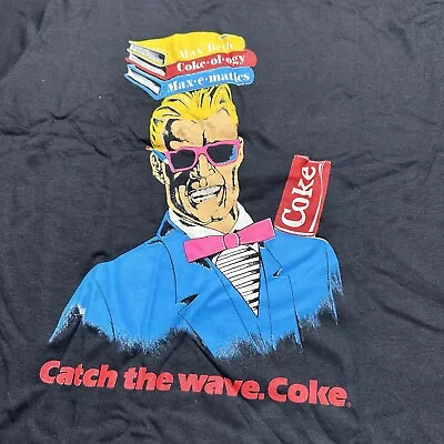 Vintage Coca-Cola Max Headroom T Shirt Mens Large Catch The Wave 95ynf Black • $60