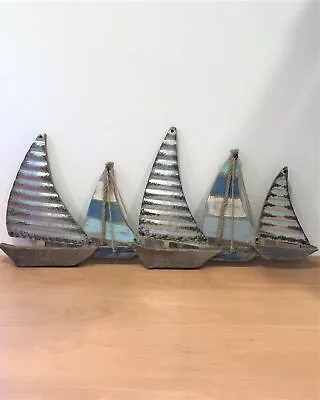 Metal Sailing Boats Wall Art / Nautical Wall Hanging / Beach Home Yacht Decor • £39.99