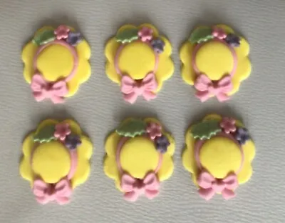 Edible Sugar Icing EASTER Bonnets Bows  Blossom Flowers Cup Cake Toppers • £5.45