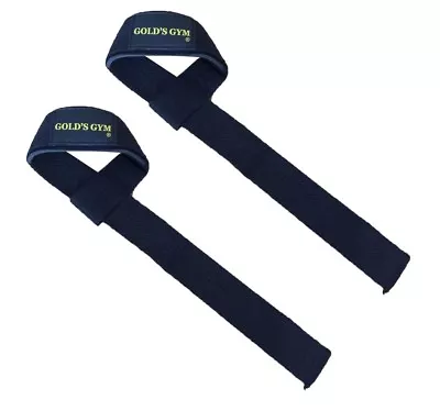 Golds Gym Deadlift Weight Lifting Bar Straps Gym Wrist Wrap Support Black • £4.99