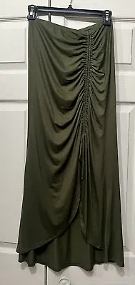 NWT Earthbound Trading Co Green Side-Slit Ruche Maxi Skirt  Size Small • $12