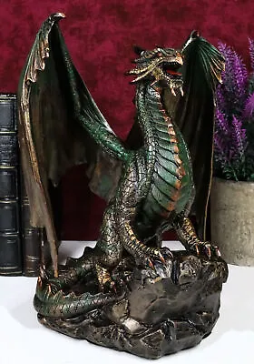 Bronzite Dragon Standing On Rock Statue Collectible Figurine 9 Inch • $48.99