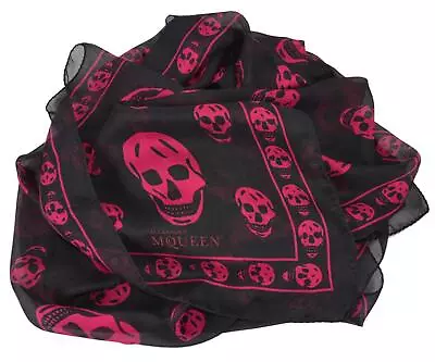 $252.09 • Buy New Alexander McQueen $365 110640 Purple Black SKULL Silk Chiffon Scarf