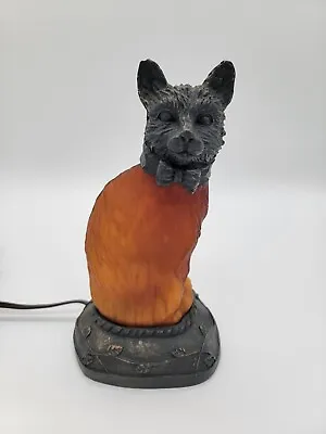 $37.50 • Buy Vintage Whimsical Amber Glass Cat Lamp Night Light  Works Great & Vg Condition 