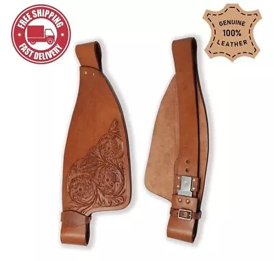 Bottom Floral Leather Western Saddle Fender Set Adjustable Size By Horsepluss • $124.58