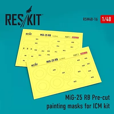 ResKit RSM48-0016 Scale Model 1:48 MiG-25RB Pre-cut Painting Masks For ICM Kit • $9.25
