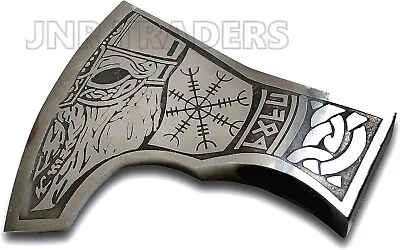 Viking Axe Head Handmade Engraved Medieval Viking Battle Hatchet Tomahawk Vk3759 • $59.99