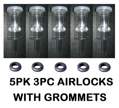 Airlocks 5 3pc ++ 5 Single Grommets Best Quality Vintage Shop Beer Wine Air Lock • $8.95