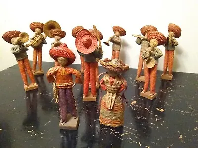 Mexican Straw Woven Mariachi Band & Dancers Vintage Mexico Folk Art 12 Pcs • $200