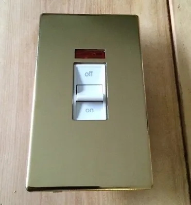 £12.99 • Buy MK K24336 PBR W Aspect 45A Oven Cooker Switch  Neon White Insert Polished Brass