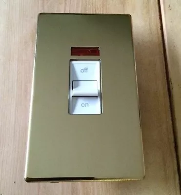 MK K24336 PBR W Aspect 45A Oven Cooker Switch  Neon White Insert Polished Brass • £12.99