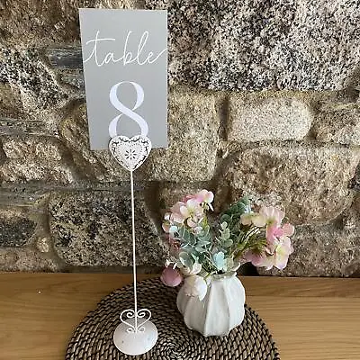 Vintage Heart Wedding Table Number Holder | Tall Shabby Chic Centrepiece Decor • £7.79
