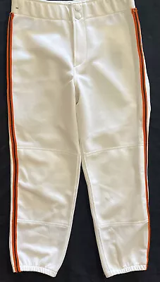 Women's Mizuno Softball Pants - Unbelted Small White W/Blk & Orange Braid • $11.99