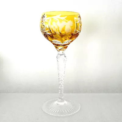 Nachtmann Traube Crystal Amber Hock Wine Glass Color Cut To Clear 6 7/8” Tall • $69.99