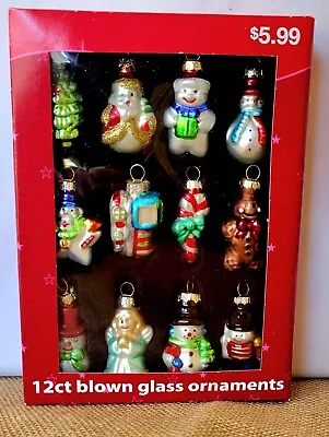 Merry Brite 12ct Blown Glass Ornaments 2.5  Mini Christmas 2008 CVS Miniature • $9.95