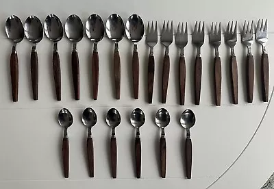 Vintage MCM 21-Piece Wooden Long Handled Flatware Silverware Spoons Forks • $28