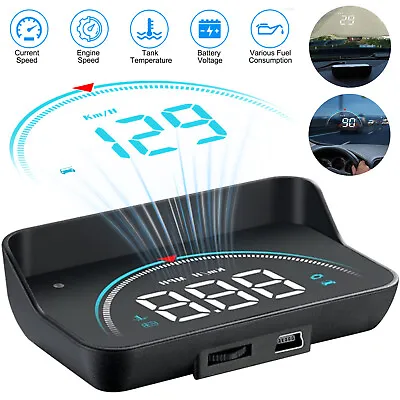 Digital Car HUD OBD2 Speedometer Head Up Display MPH KMH Compass Overspeed Alarm • $23.98