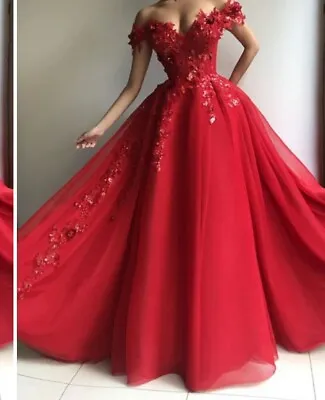 £130 • Buy A Line/ Princess Tulle Off The Shoulder Sleeveless Applique Floor Length Dress