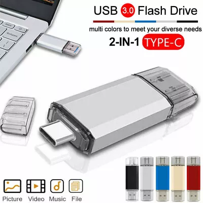 2 IN 1 USB C Memory Stick USB 3.0 OTG Flash Drive 128GB 64GB 32GB 16GB Pen Drive • £11.99