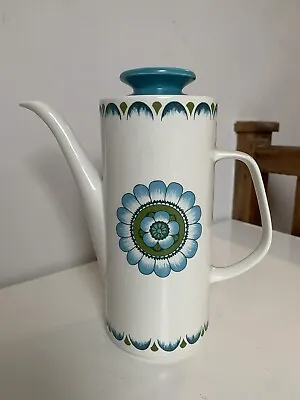 Vintage J&G Meakin Studio Capri Teapot Coffee Pot  Blue & Green Floral Pattern • £14.99