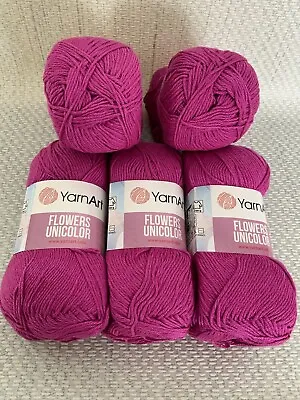 £10.99 • Buy YarnArt Flowers Unicolor  Cotton Mix Knitting/Crochet Yarn 5 X 50g Shade 750