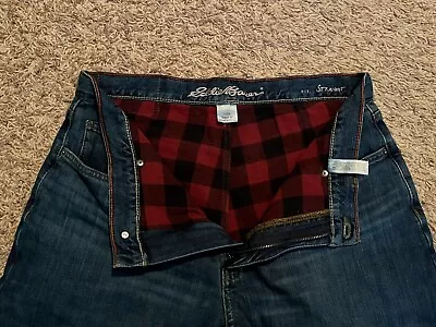 EUC Eddie Bauer Jeans Straight Flannel Men's Tag=33x30 (MEASURED 33x29) (9070) • $26.99