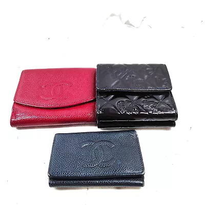 Chanel Wallet 3 Pieces Set Key Case  Leather Enamel Black Leather 1018305 • $3.25